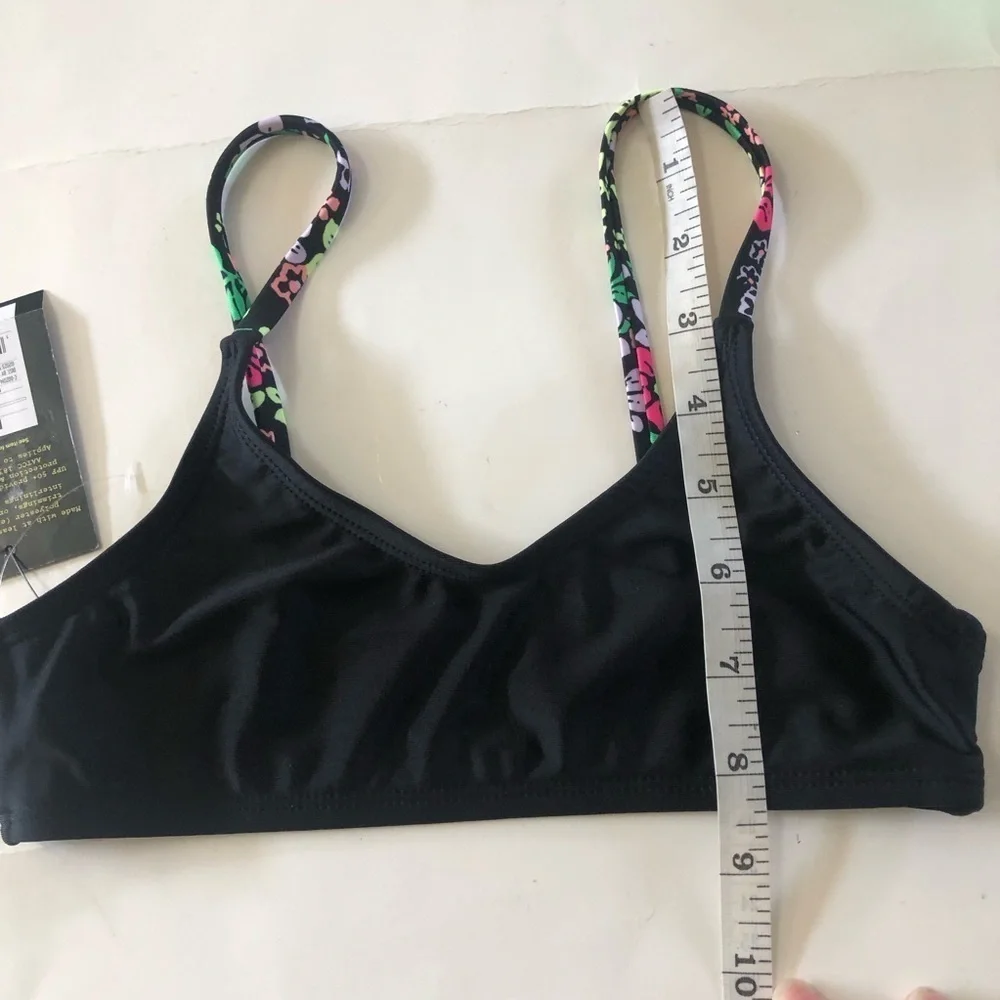 Bundle 3Pc Art Class Black Bralette Floral Bikinis Swimwear Set Size M8